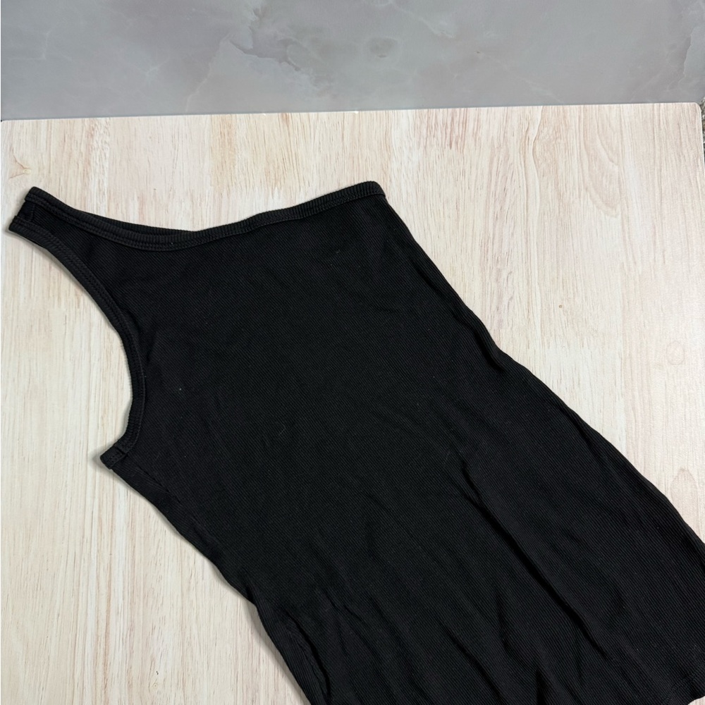 Black One-Shoulder Ribbed Tank